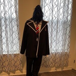 Rin Okumura from Blue Exorcist Cosplay Black Suit White Shirt Red Tie Size XL